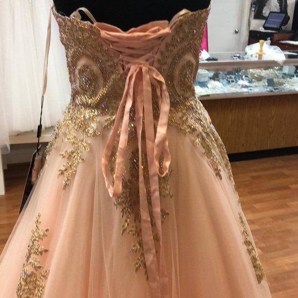 Rose prom dress with multi color rhinestones - Picture 5 of 8